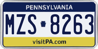 PA license plate MZS8263