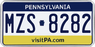 PA license plate MZS8282