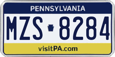 PA license plate MZS8284