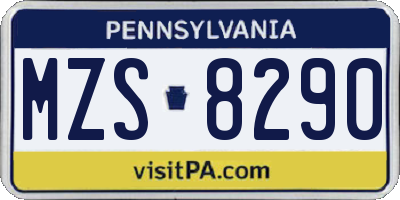 PA license plate MZS8290