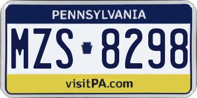 PA license plate MZS8298