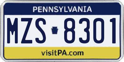 PA license plate MZS8301