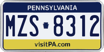 PA license plate MZS8312