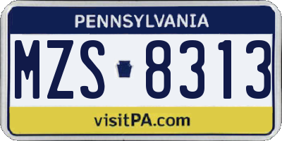 PA license plate MZS8313