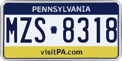 PA license plate MZS8318