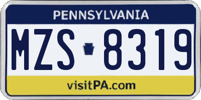 PA license plate MZS8319