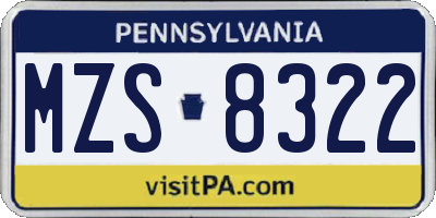PA license plate MZS8322