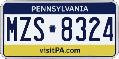 PA license plate MZS8324