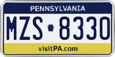 PA license plate MZS8330
