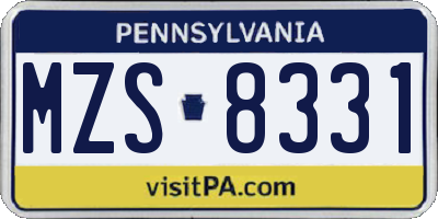 PA license plate MZS8331