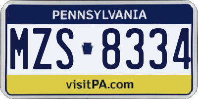 PA license plate MZS8334