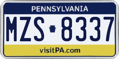 PA license plate MZS8337