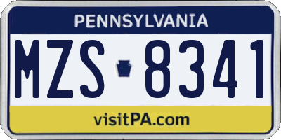 PA license plate MZS8341