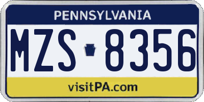 PA license plate MZS8356