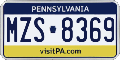 PA license plate MZS8369
