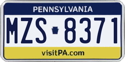 PA license plate MZS8371
