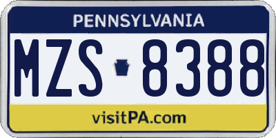 PA license plate MZS8388