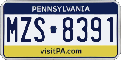 PA license plate MZS8391