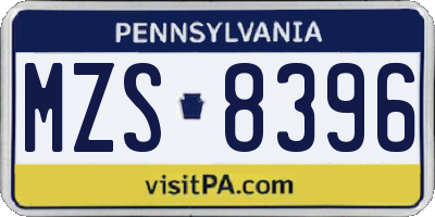 PA license plate MZS8396