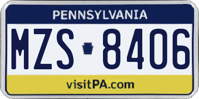PA license plate MZS8406