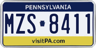 PA license plate MZS8411