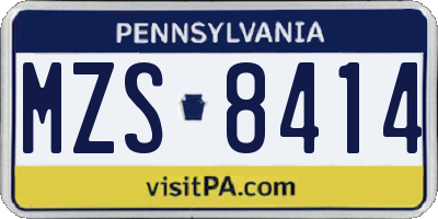PA license plate MZS8414