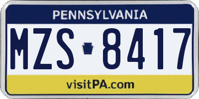 PA license plate MZS8417
