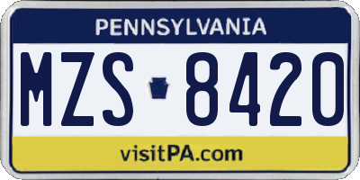 PA license plate MZS8420