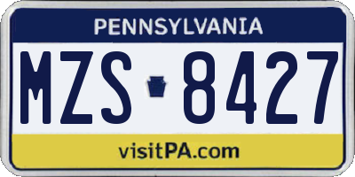 PA license plate MZS8427
