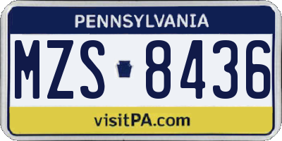 PA license plate MZS8436
