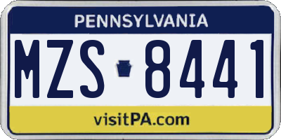 PA license plate MZS8441