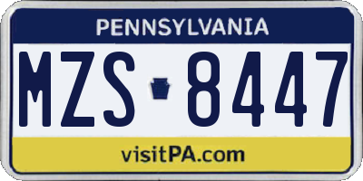 PA license plate MZS8447