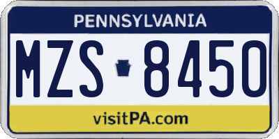 PA license plate MZS8450