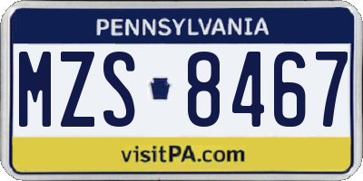 PA license plate MZS8467
