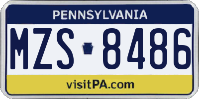PA license plate MZS8486