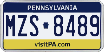 PA license plate MZS8489