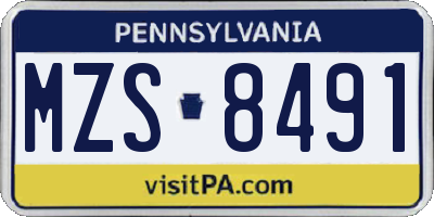 PA license plate MZS8491