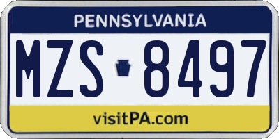 PA license plate MZS8497