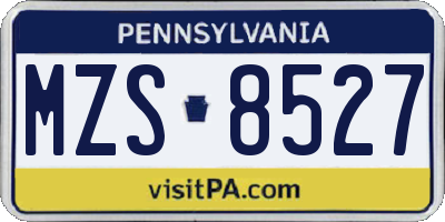 PA license plate MZS8527