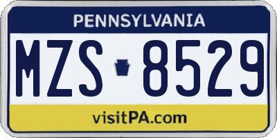 PA license plate MZS8529