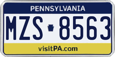 PA license plate MZS8563