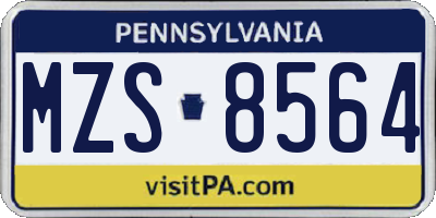 PA license plate MZS8564