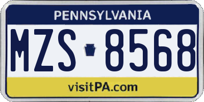 PA license plate MZS8568