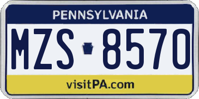 PA license plate MZS8570
