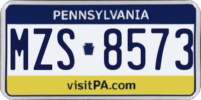 PA license plate MZS8573