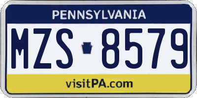 PA license plate MZS8579