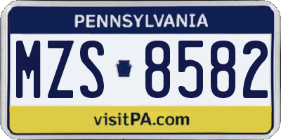 PA license plate MZS8582