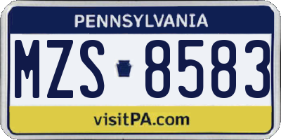 PA license plate MZS8583