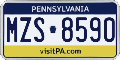 PA license plate MZS8590