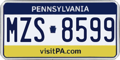 PA license plate MZS8599